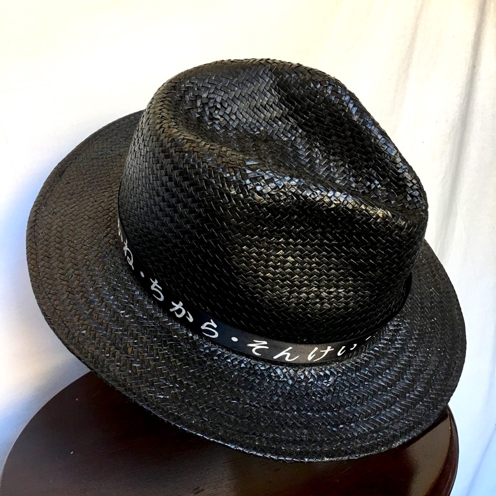 Black Straw Fedora Hat NWOT